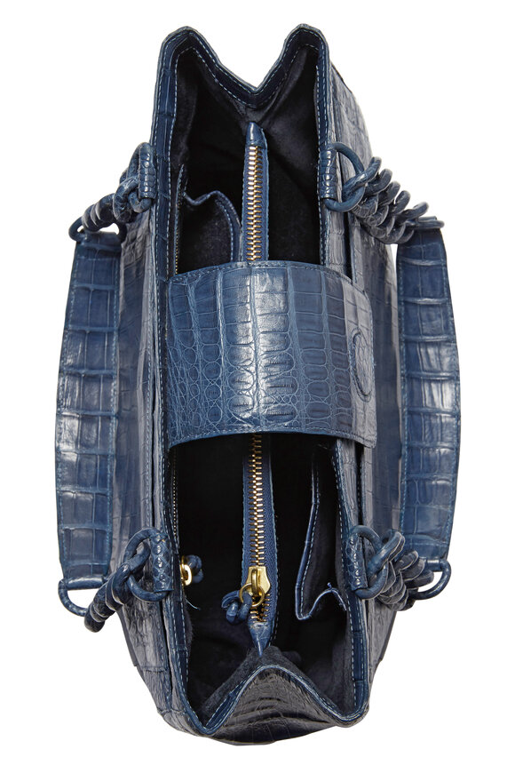 Nancy Gonzalez - Denim Blue Crocodile Small Tote