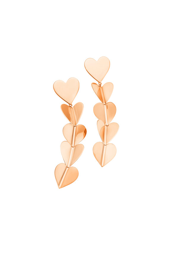 Cadar - Rose Gold Wings Of Love Heart Drop Earrings