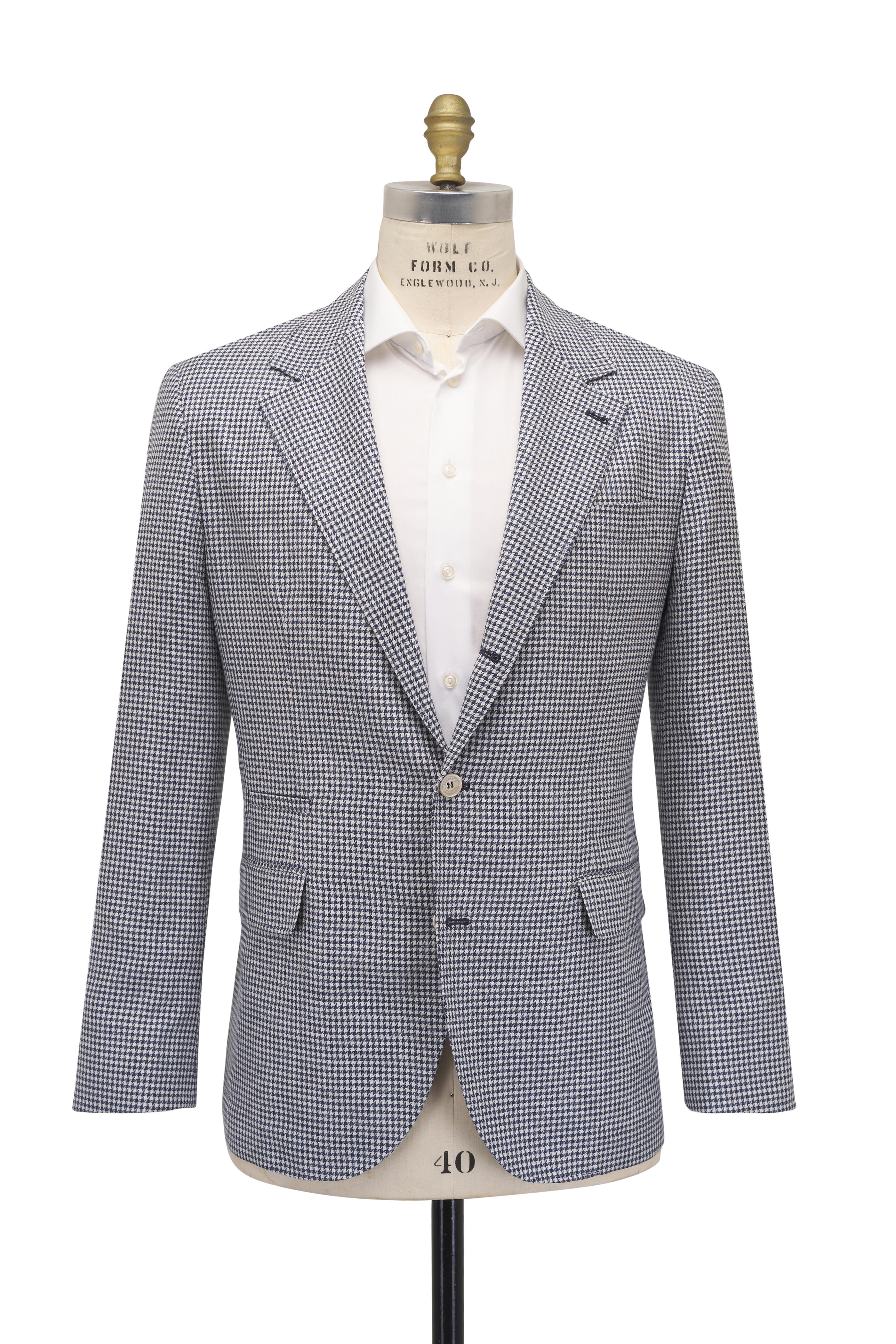 Brunello Cucinelli - Blue Houndstooth Wool, Silk & Linen Sportcoat