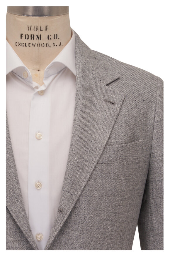 Brunello Cucinelli - Gray Melange Linen, Wool & Silk Sportcoat 