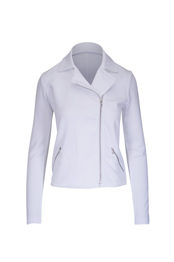 Majestic White French Terry Moto Jacket