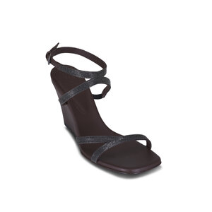 Brunello Cucinelli - Brown Leather Monili Wedge, 90mm