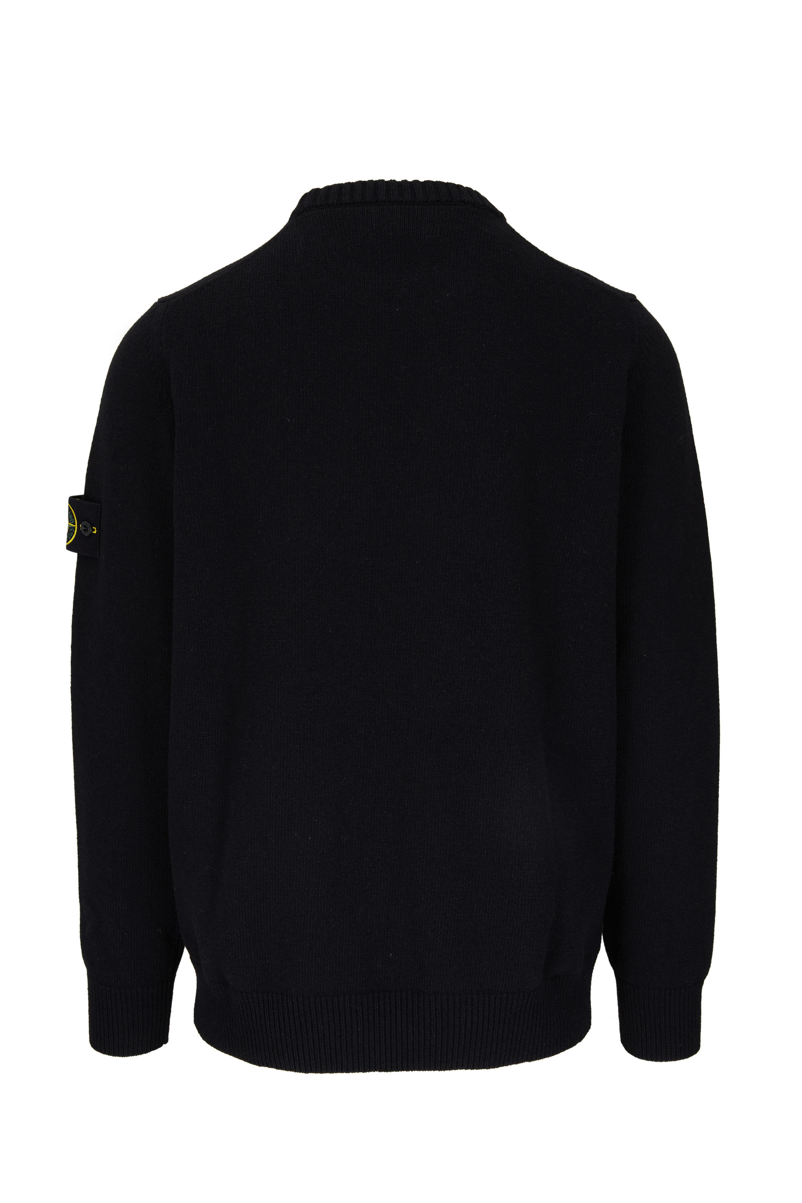 Stone Island - Black Cotton & Wool Crewneck Sweater