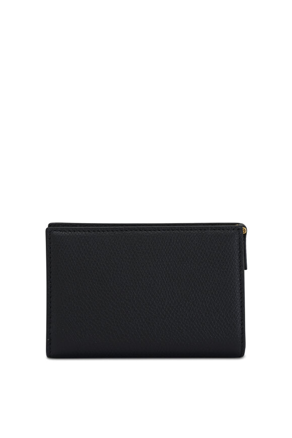 Valentino Garavani - Compact French Flap Black Vlogo Leather Wallet 