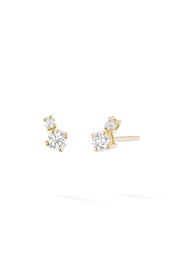 Melissa Kaye 18k Yellow Gold Stella Double Diamond Stud