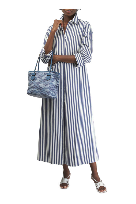 TWP - Jennys Indigo & Off-White Striped Collared Gown