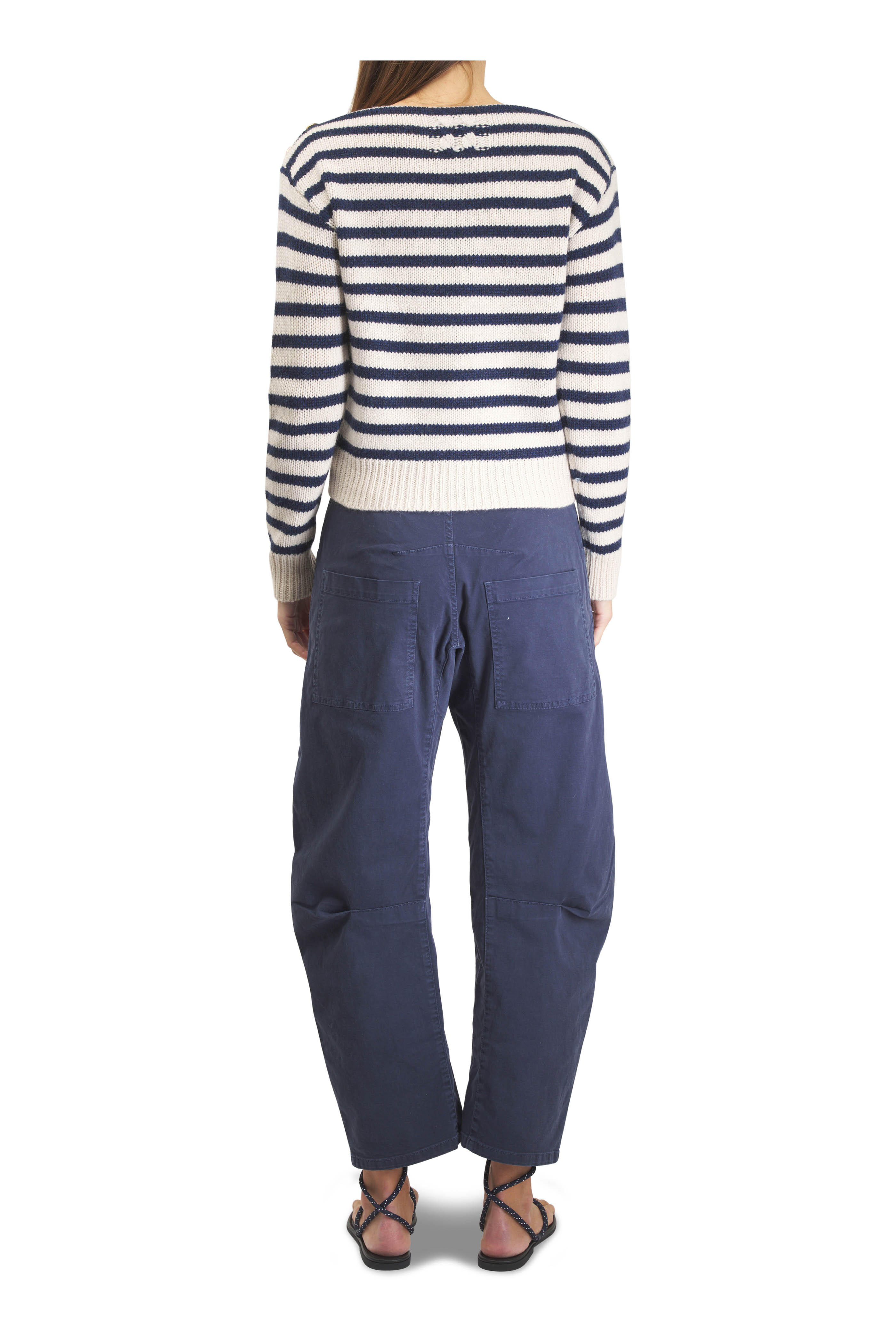 Nili Lotan - Tandy Ivory & Navy Stripe Cashmere Sweater