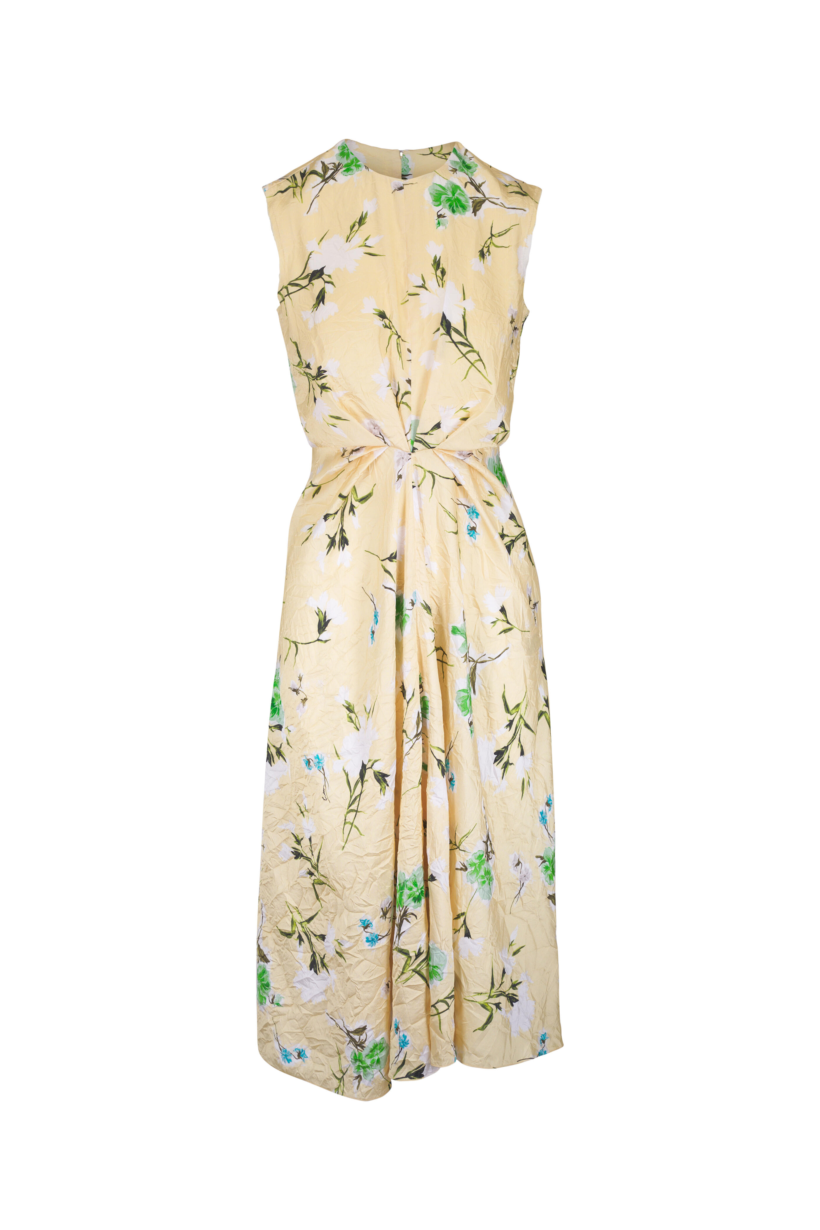 Erdem - Lemon Crushed Satin Twill Pencil Dress