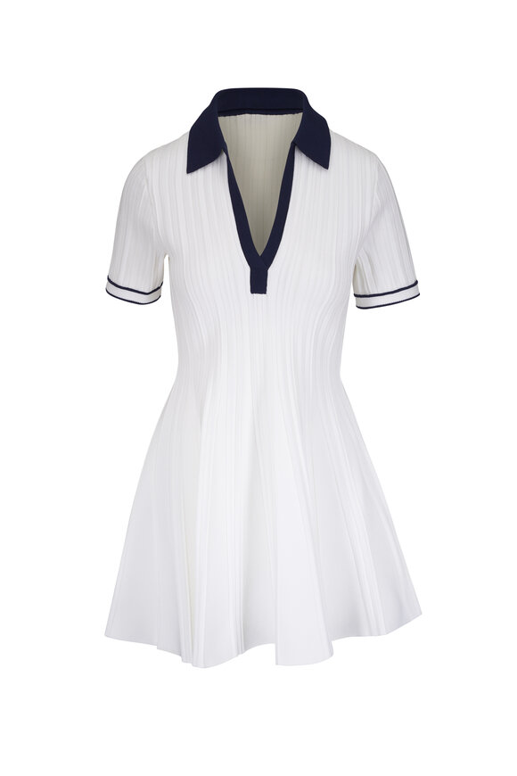 Simkhai Page Ivory & Navy Trim Polo Mini Dress
