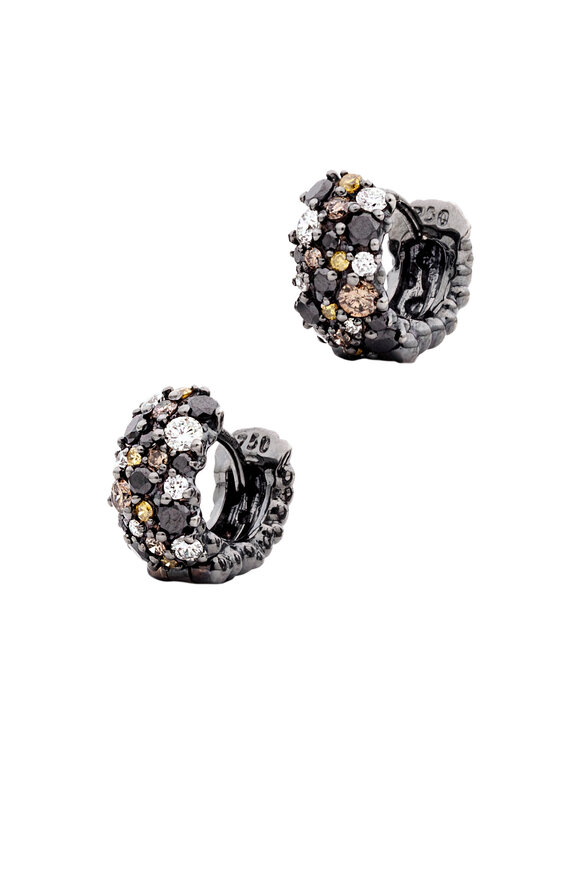 Paul Morelli Black Diamond Huggie Earrings - view 3