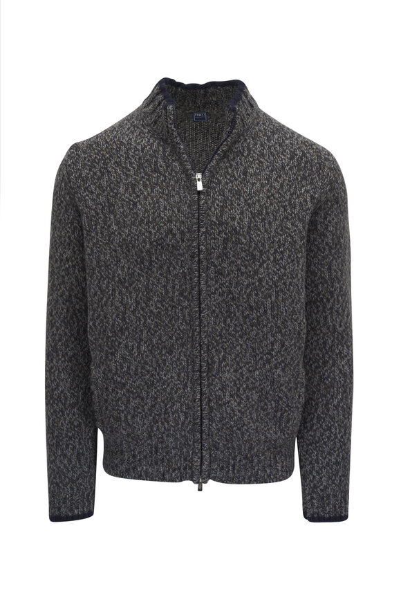 Fedeli - Navy Wool Full Zip Sweater