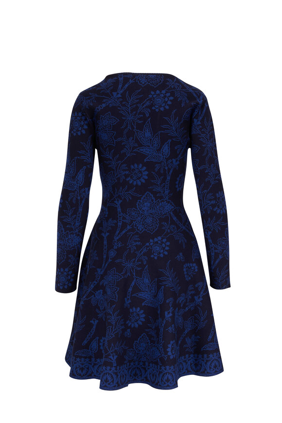 Etro - Black & Blue Floral Knit Sweater Dress 