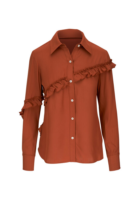 3.1 Phillip Lim - Rust Ruffle Blouse 