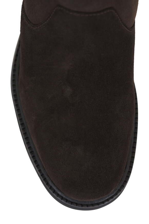 Manolo Blahnik - Tomoso Dark Brown Suede & Shearling Short Boot