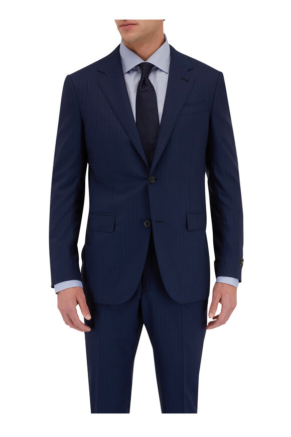 Zegna - 14 Milmil 14 Navy Striped Wool Suit