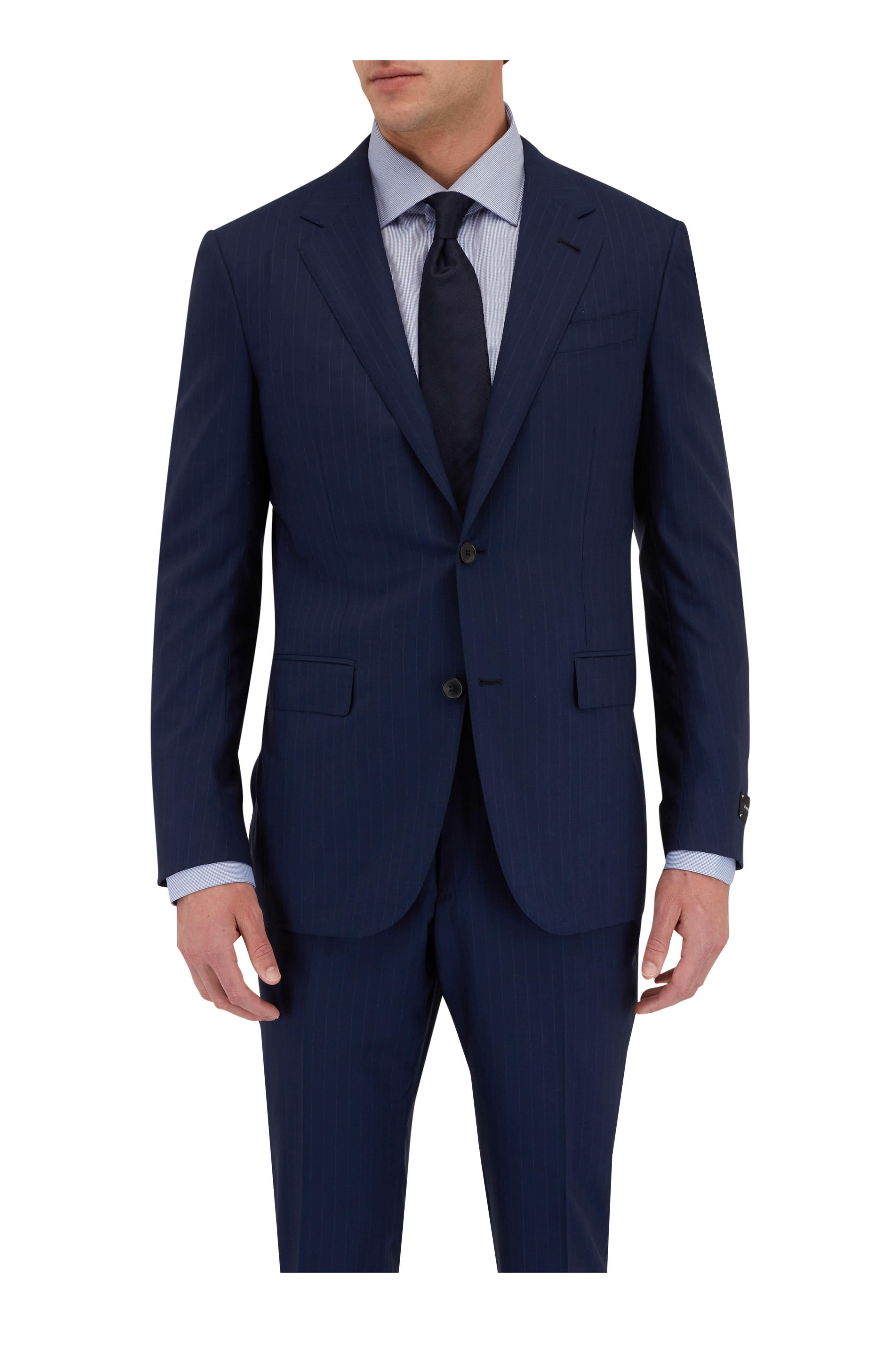Zegna - 14 Milmil 14 Navy Striped Wool Suit | Mitchell Stores