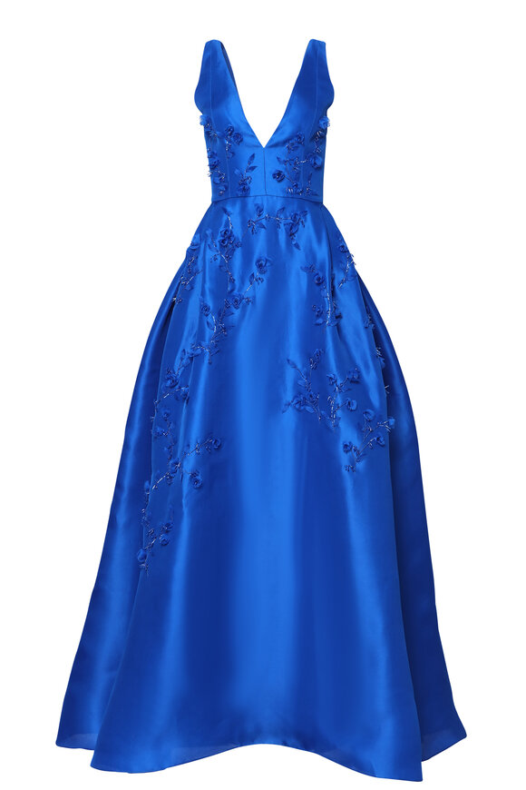 Carolina Herrera - Embroidered Royal Blue Gown 