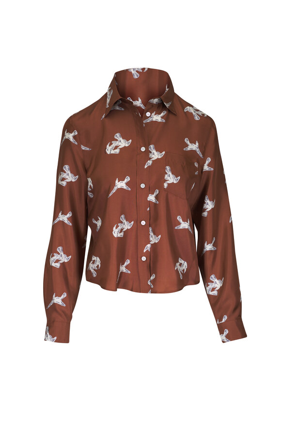 Marni Maroon Silk Printed Blouse