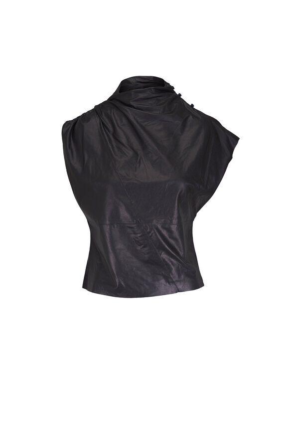 TWP Wish You Would Dark Midnight Leather Top