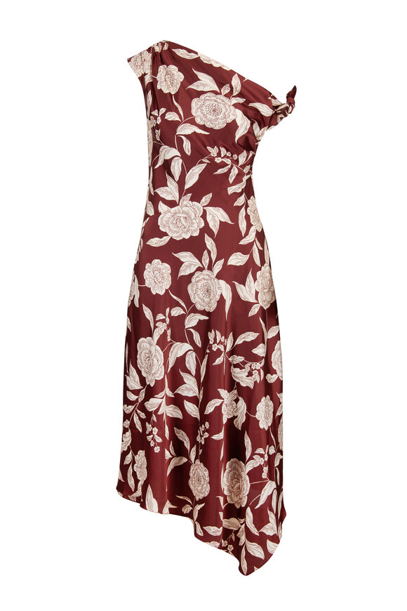 Tanya Taylor Loretta Redwood Floral Asymmetric Dress - view 1