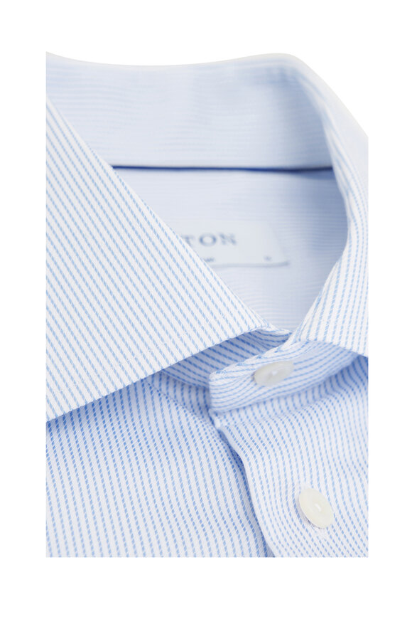 Eton - Light Blue Slim Fit Pinstripe Sportshirt 