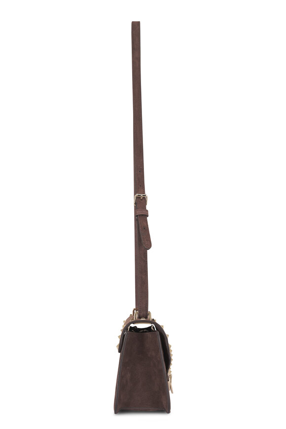 Valentino Garavani Small Rockstud Ebony Suede Shoulder Bag - view 5