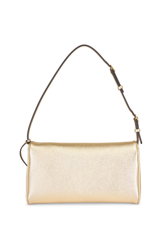 Valentino Garavani Small Devain Gold Leather Shoulder Bag - view 3