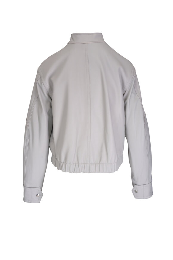 Vince - Salt Glass Leather Cropped Bomber Jacket