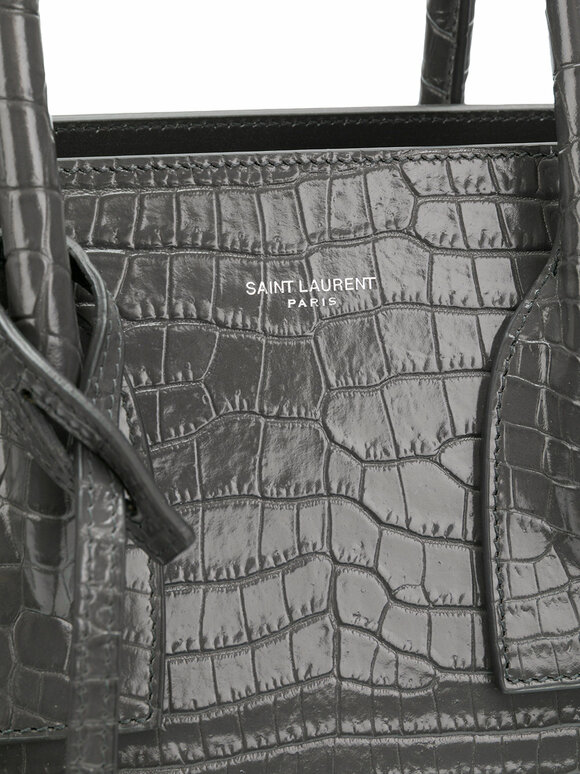 Saint Laurent - Asphalt Grey Croc Embossed Small Tote