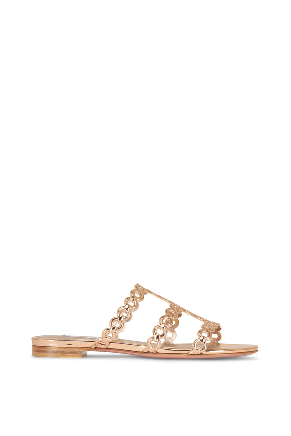 Aquazzura Infinity Rose Gold Chain Flat Slide - view 3