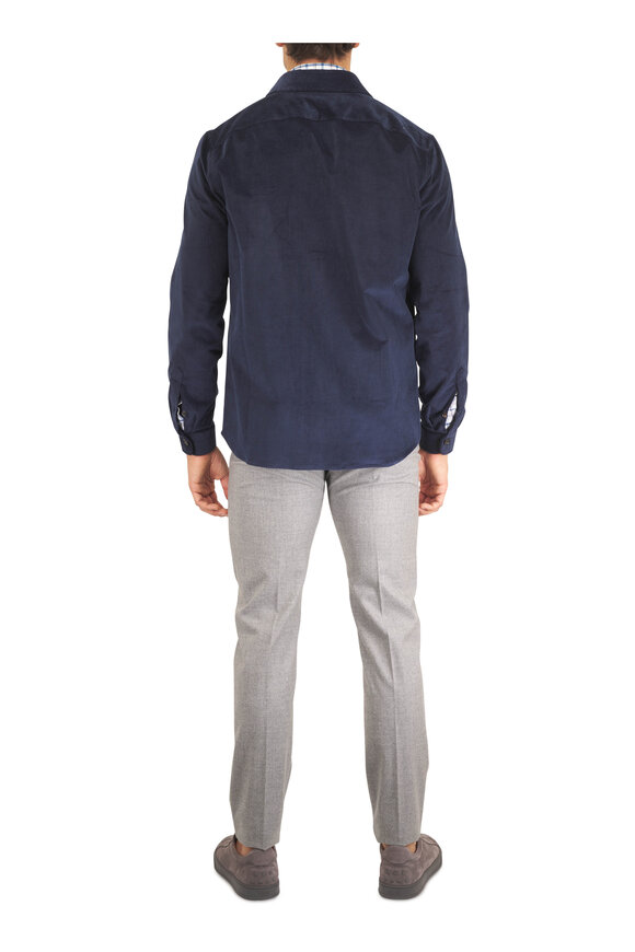 Isaia Dark Blue Corduroy Overshirt - view 4