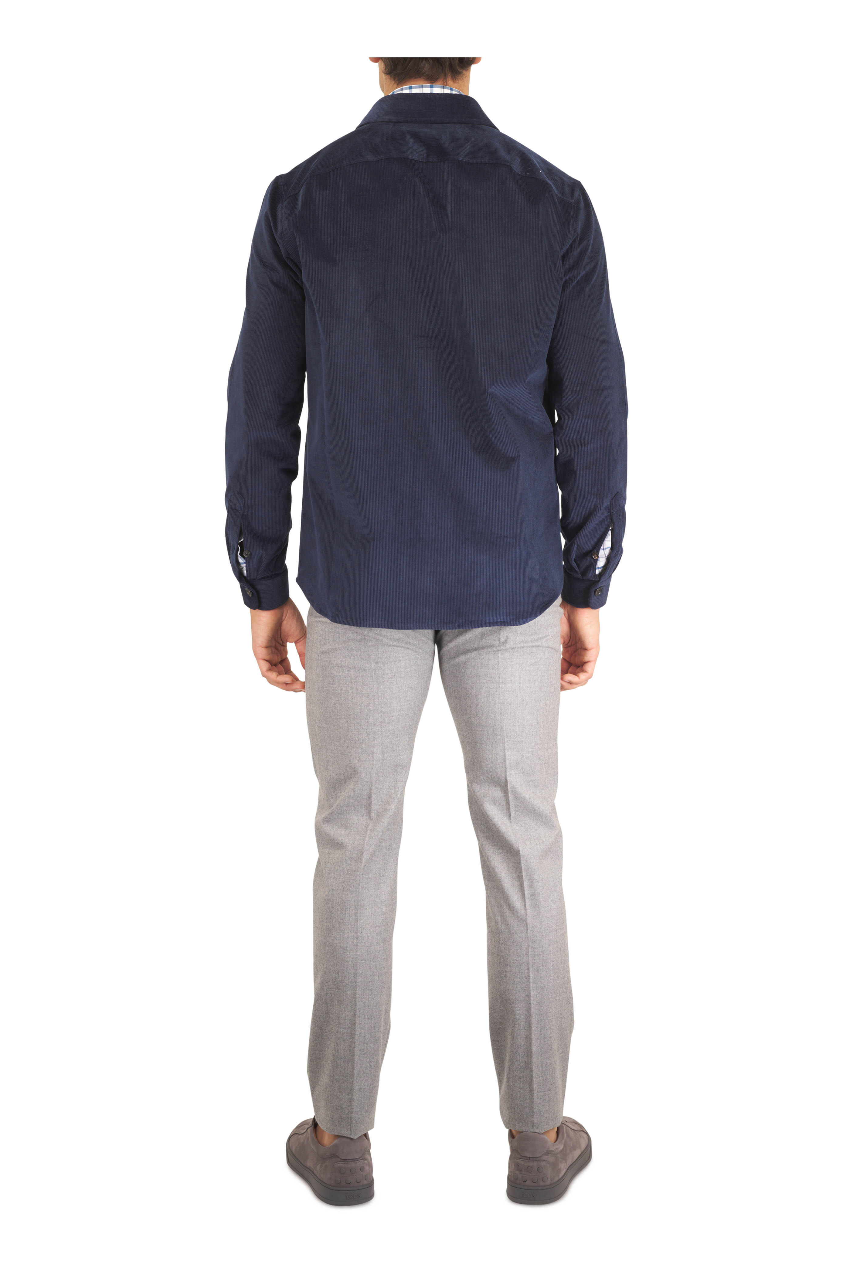 Isaia - Dark Blue Corduroy Overshirt - view 4