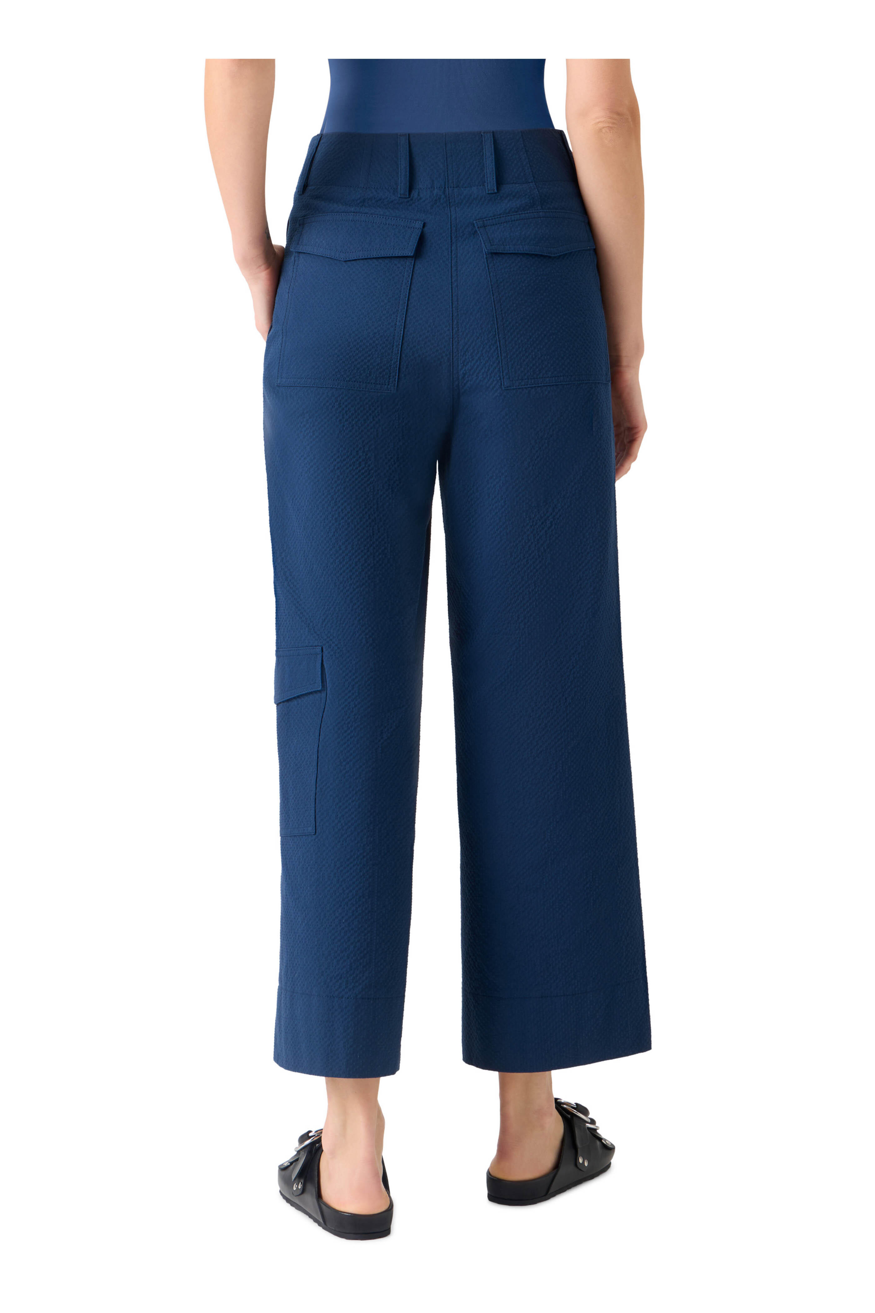 Akris Punto - Cliff Seersucker Dark Blue Crop Cargo Pants
