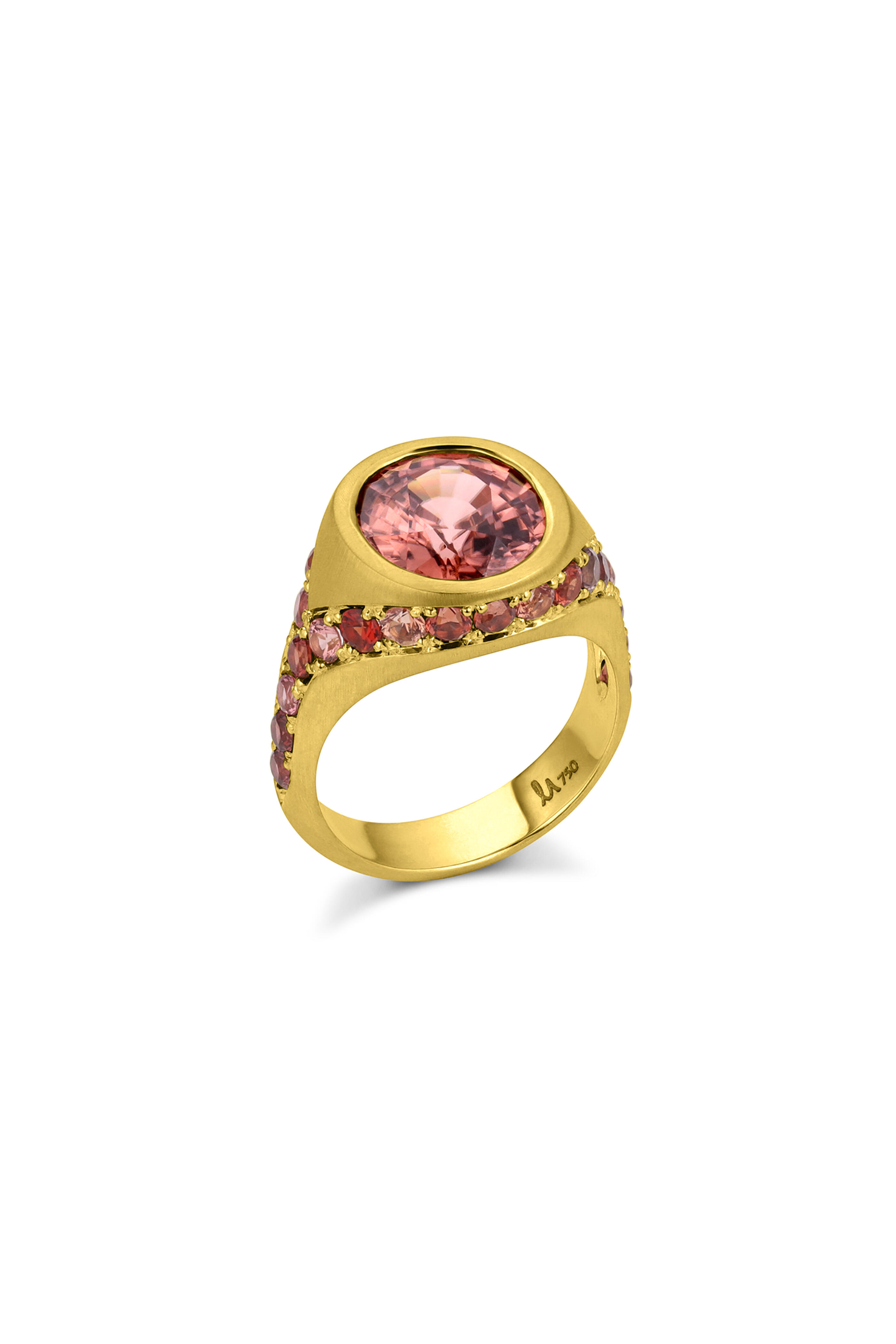 Leigh Maxwell - 18k Yellow Gold Rose Zircon Bezel Set Ring - view 2