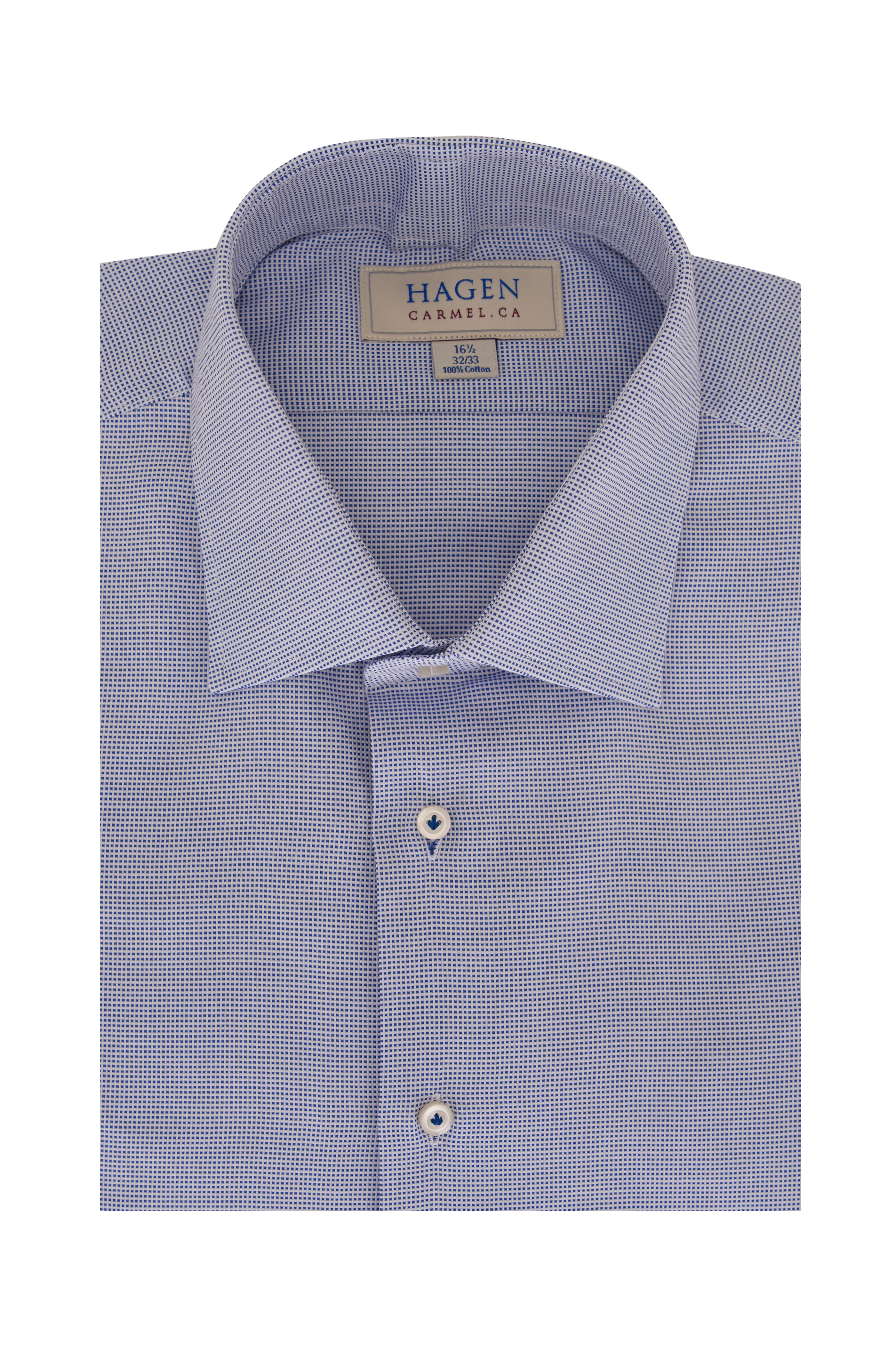 Hagen Shirts - Blue Textured Cotton Dress Shirt | Mitchell