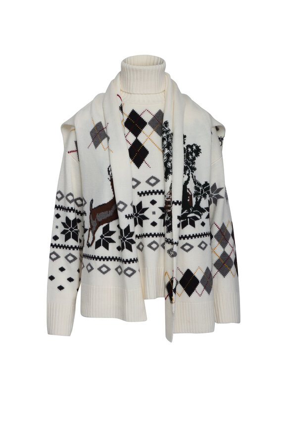 Monse Ivory Fairisle Roll Neck Sweater