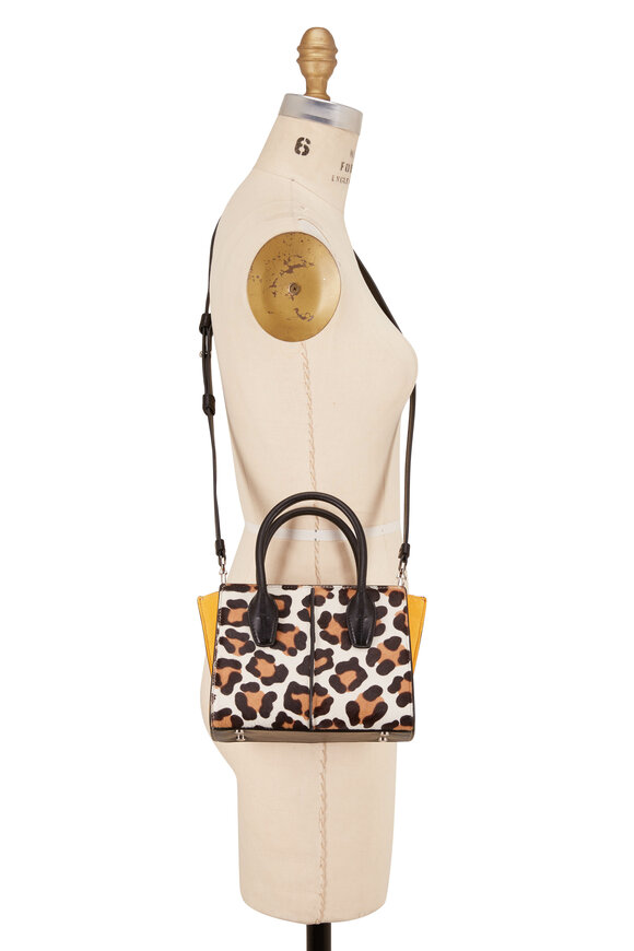 Tod's - Manici Leopard & Yellow Leather Mini Shopper Tote