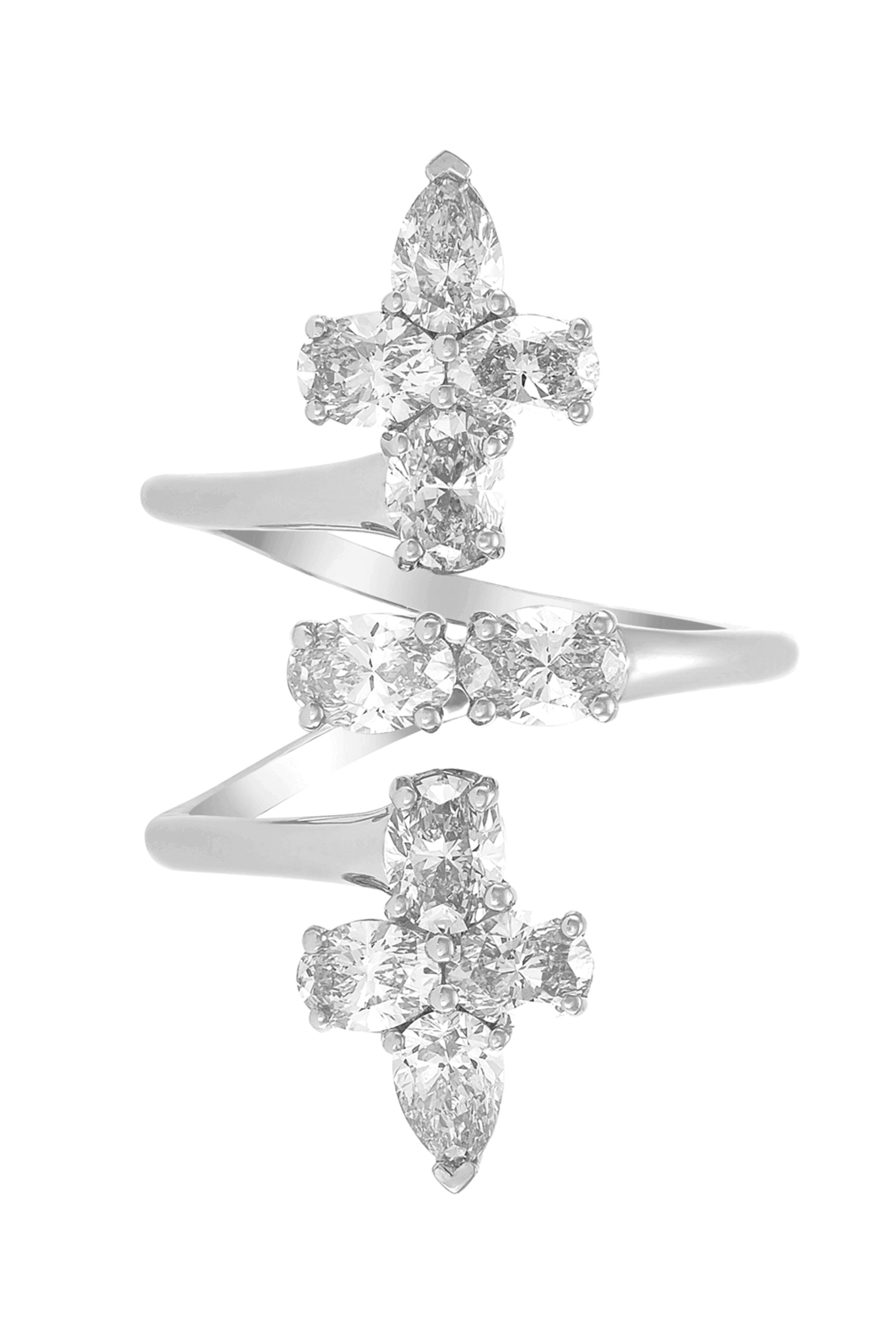 Etho Maria - Oval & Pear White Diamond Climber Ring