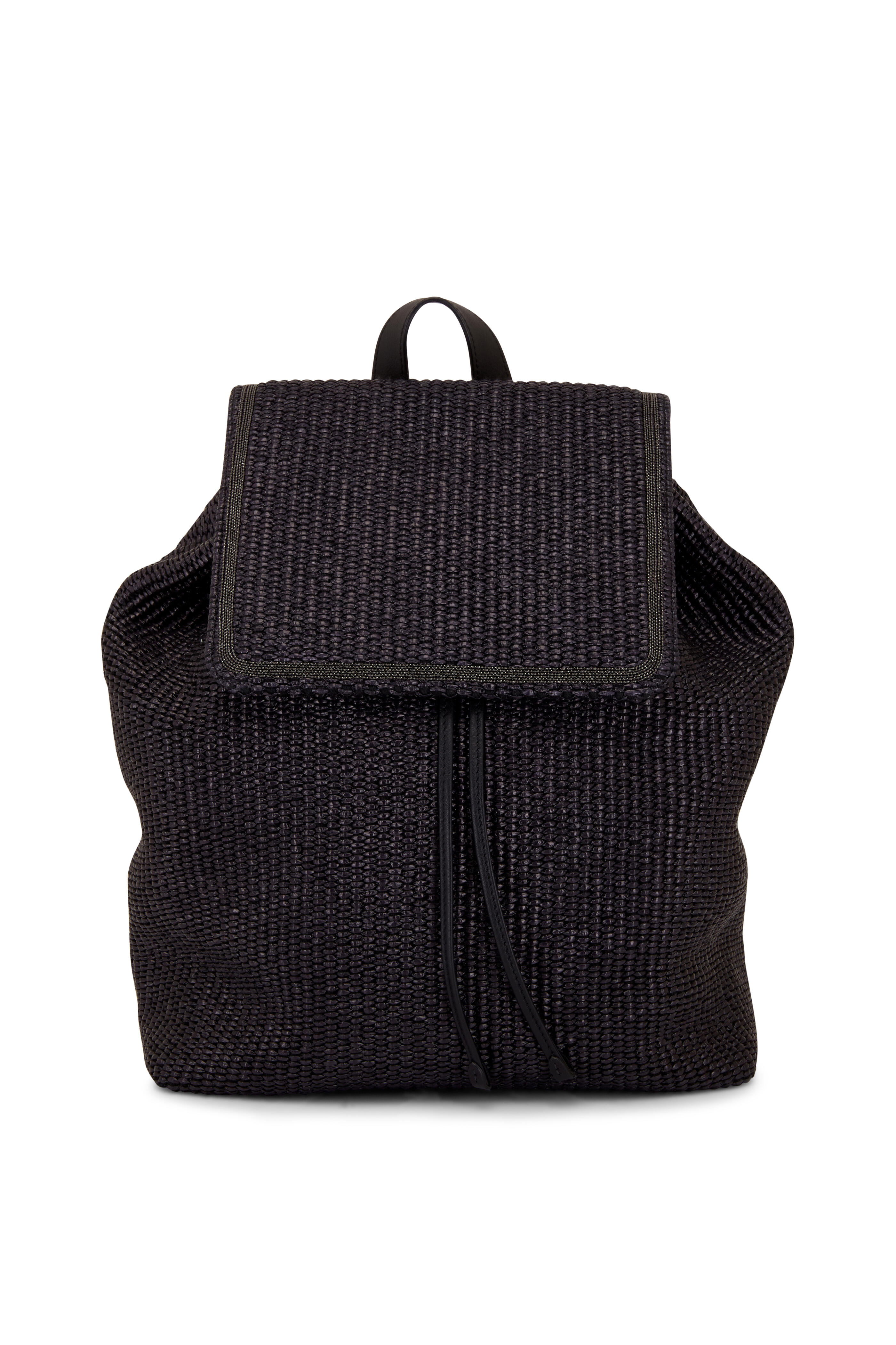 Brunello Cucinelli●レディースバックパック Brunello Cucinelli - Black Raffia Flap Backpack