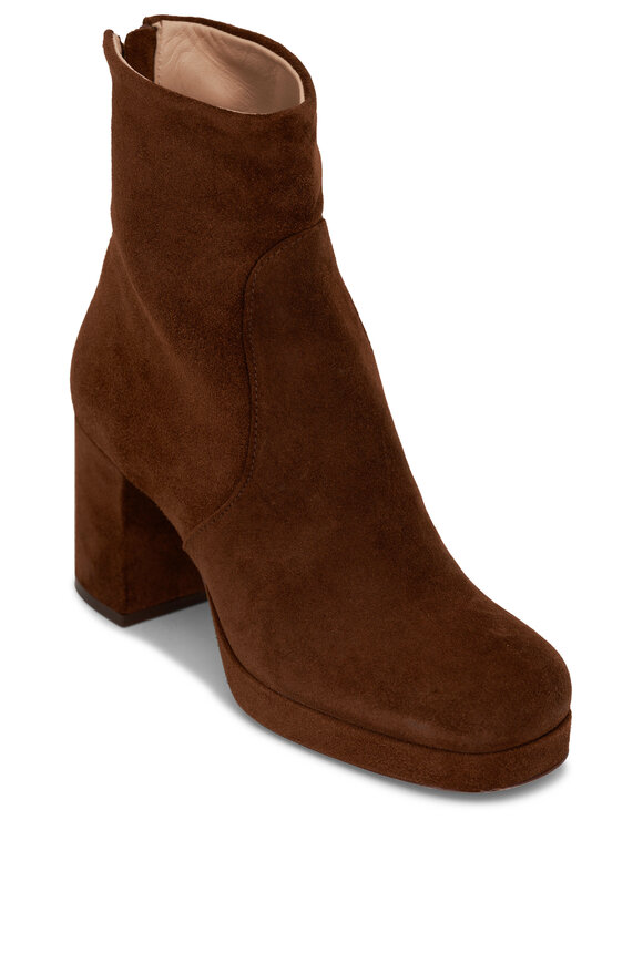 AGL Betty Brown Suede Platform Ankle Boot, 80mm
