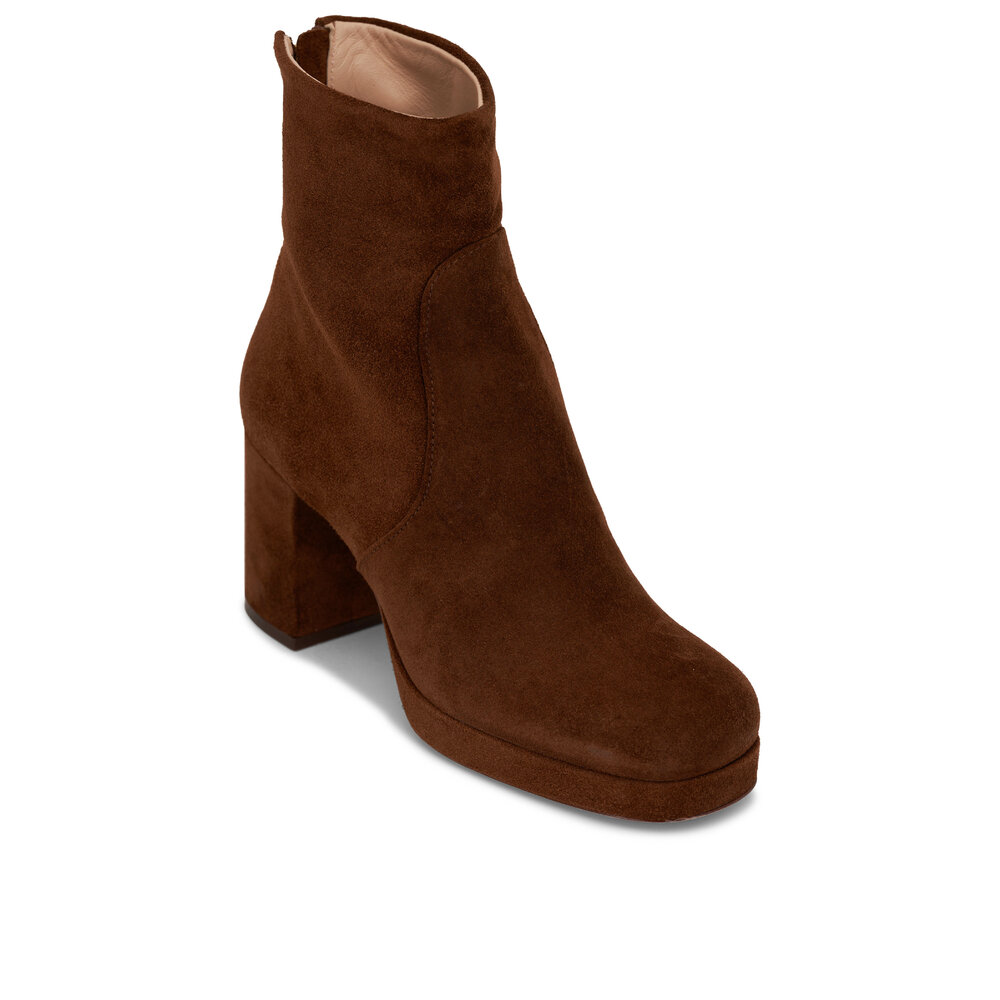 AGL Betty Brown Suede Platform Ankle Boot 80mm