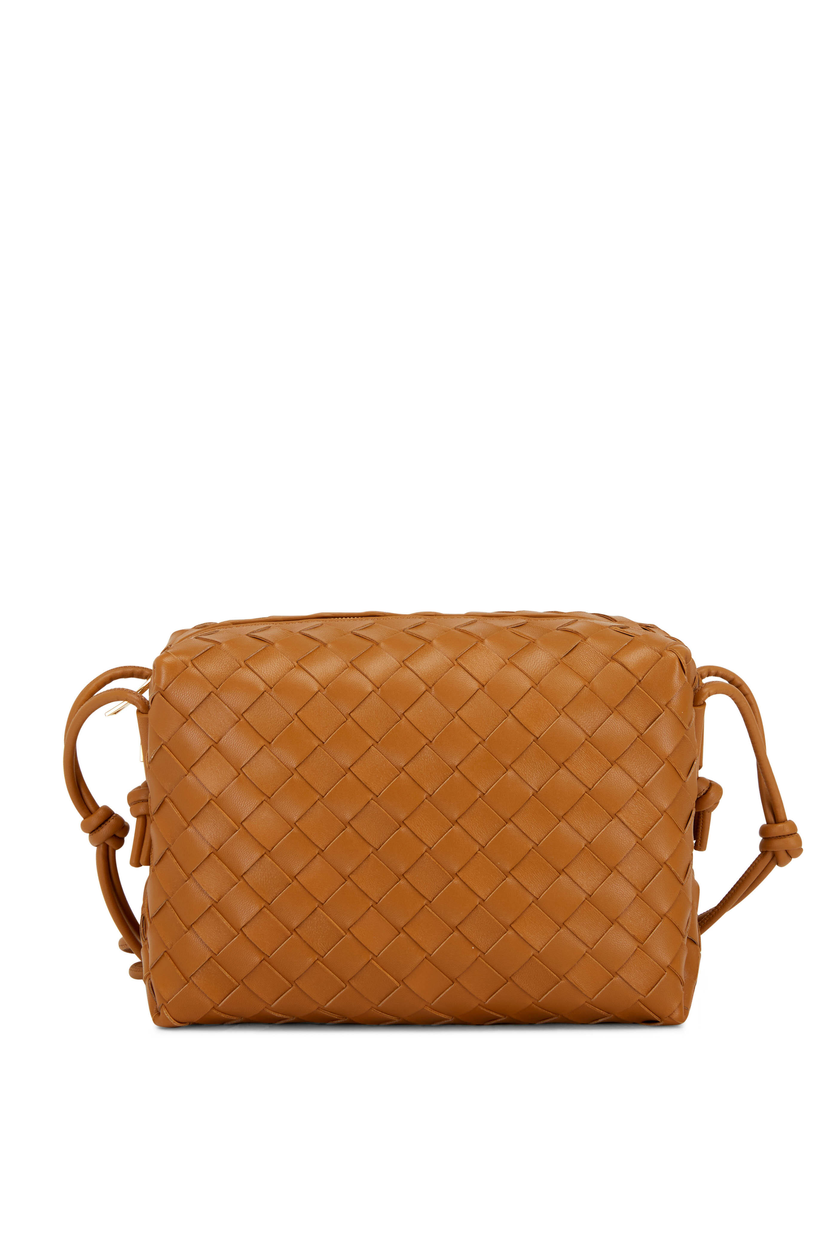 Bottega Veneta - Camel & Gold Small Woven Leather Shoulder Bag