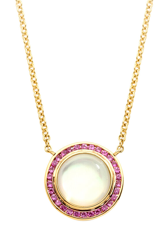 Syna - Maya Moon Quartz Pink Sapphire Pendant Necklace
