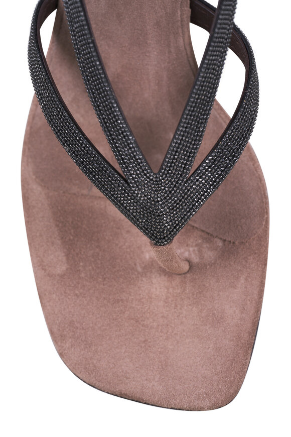 Brunello Cucinelli Testa Moro Monili Suede Sandal, 55mm - view 5