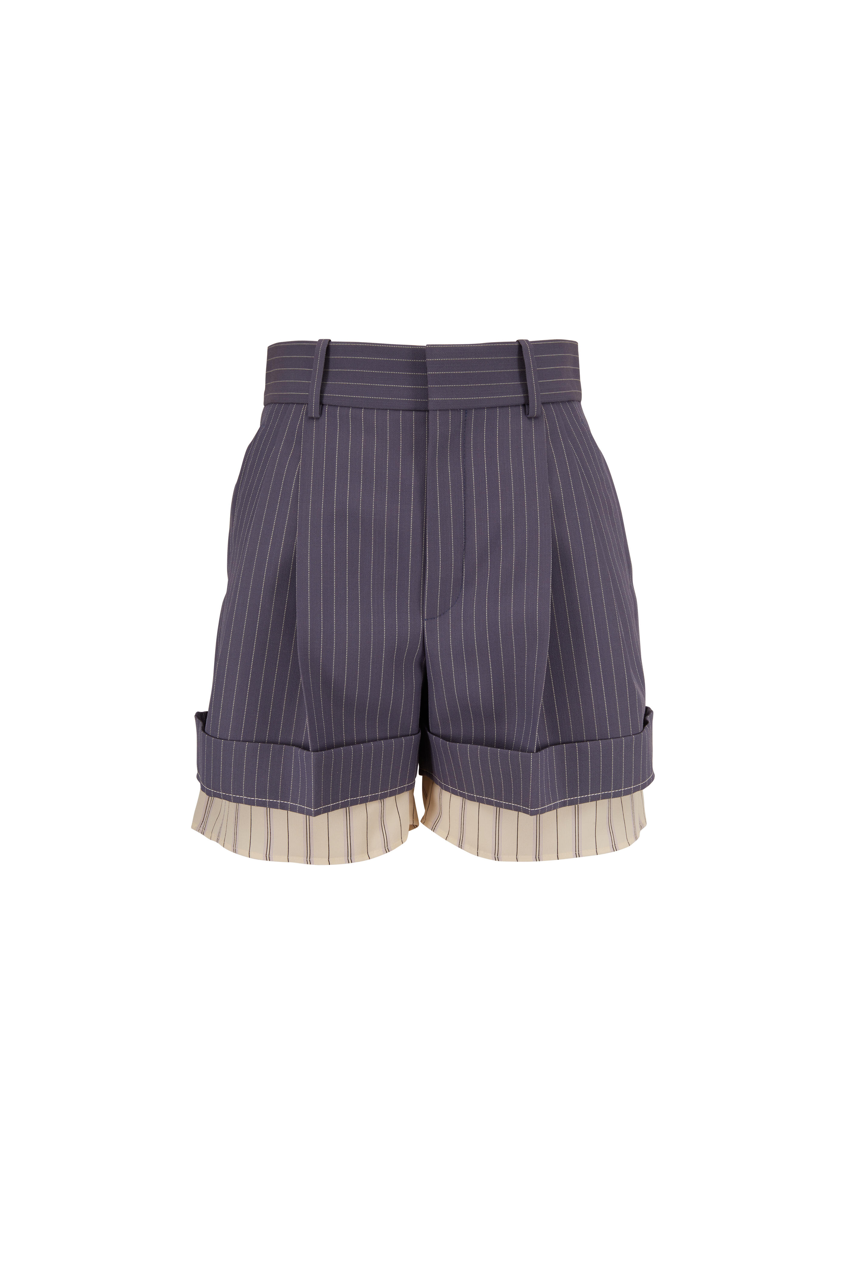 Chloé - Stormy Blue Layered Pinstripe Short