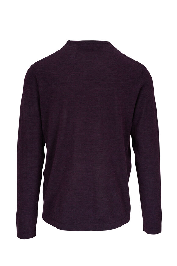 Patrick Assaraf - Burgundy Melange Merino Wool Crewneck Sweater