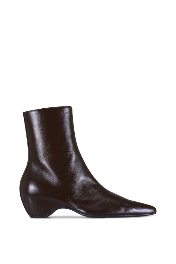 Khaite Sybil Cocoa Leather Ankle Boot, 40mm - view 2