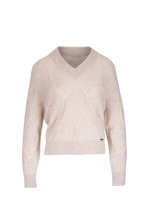 Kiton Beige Cashmere & Silk Lattice Knit Sweater - view 1