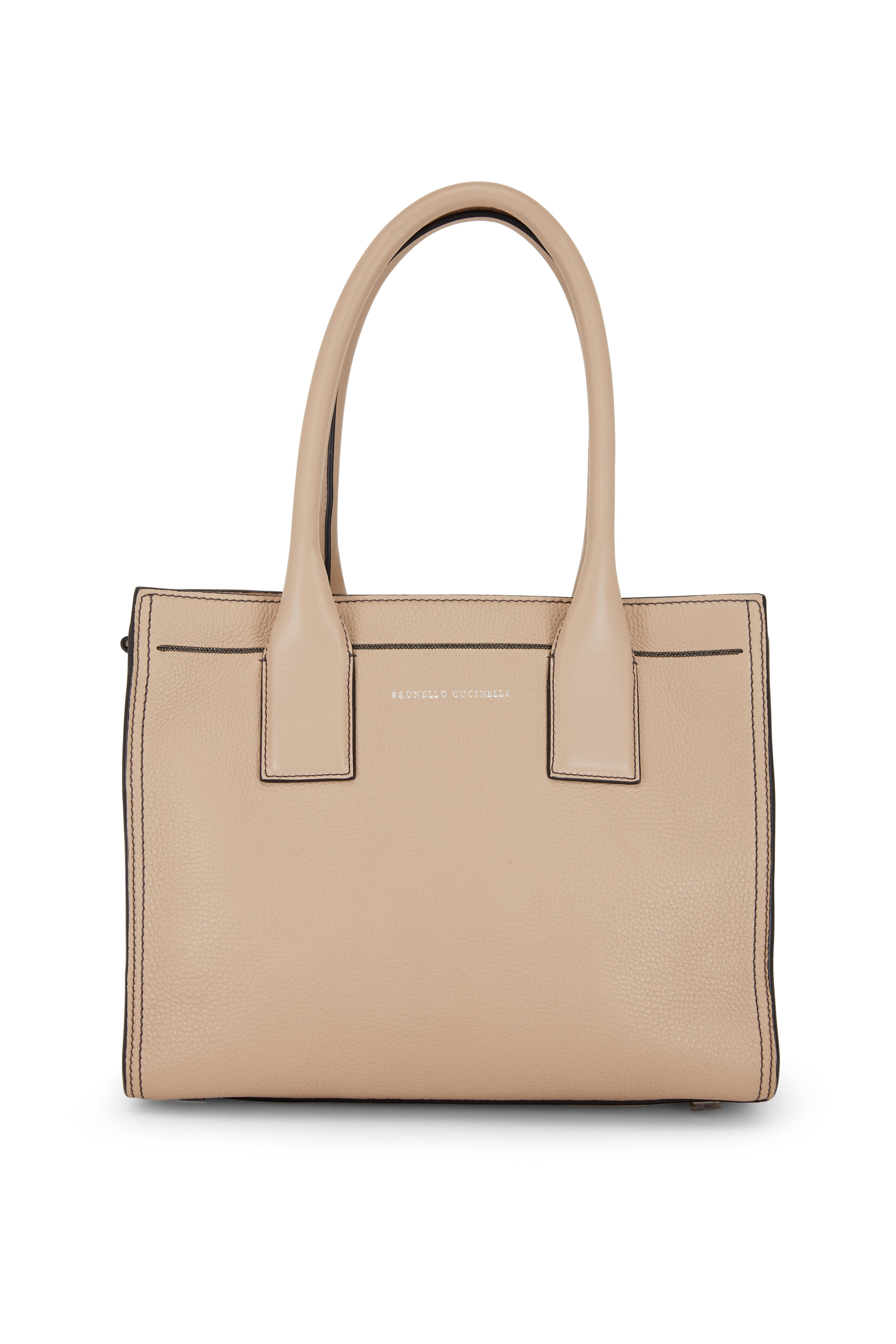 Brunello Cucinelli - Beige Rose Leather Monili Trim Small