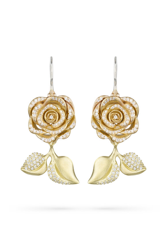 Paul Morelli 18k Yellow Gold Small Rosebud Dangle Earring